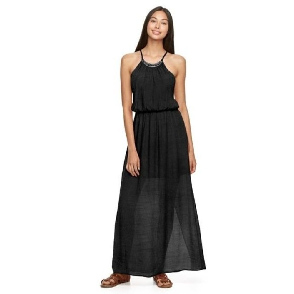 NEW Halter Sundress Maxi Dress Size Small Juniors Black by Lily Rose Kohls